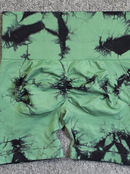 Seamless Tie-dye High-waisted, Tummy-flattening, And Butt-lifting Yoga Shorts