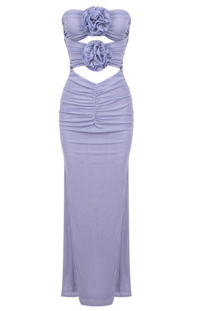 Adela Blue Strapless Cut Out Dress