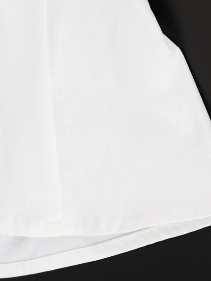 Flying Sleeves Gathering Slim-fit Lapel Shirts