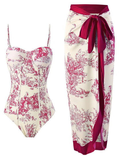 One-piece Swimsuit, Tight-fitting And Slimming, Retro-style Strappy