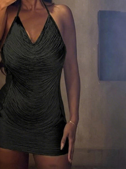 Tassel V-neck Halter Hip-hugging Mini&Short Dresses