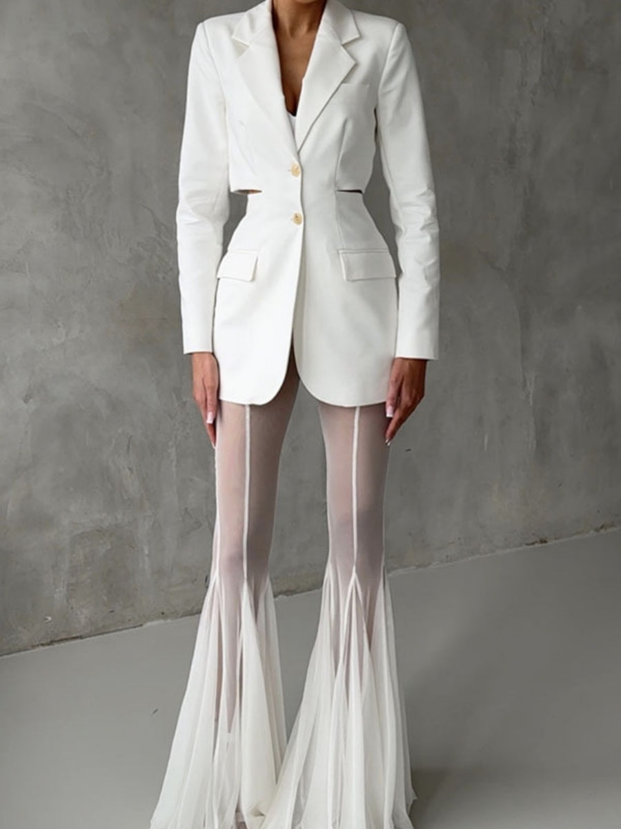 Mesh Stretch Bell-bottoms INS Loose Pants