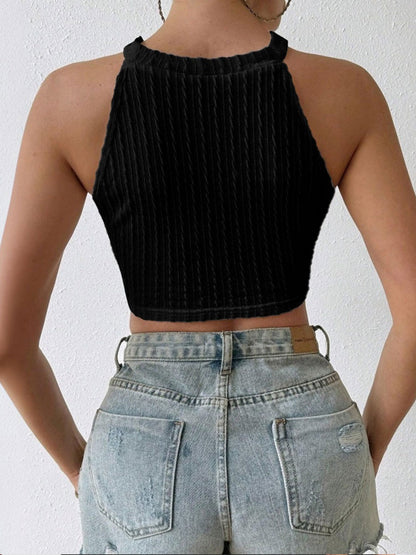 Tassel Textured Fabric Short Cropped Tank Top
