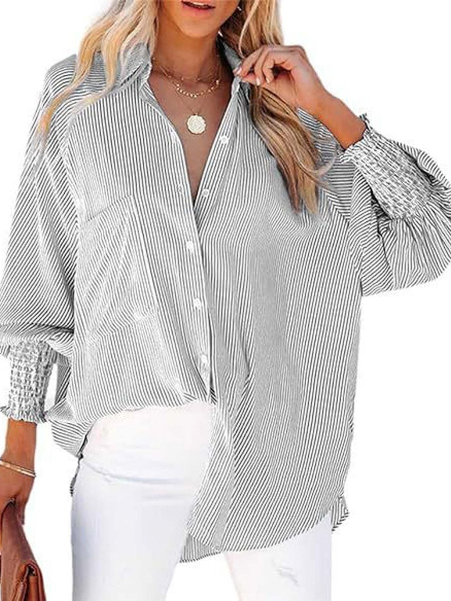 Loose-fit Long Sleeve Stripes Stripes Shirts
