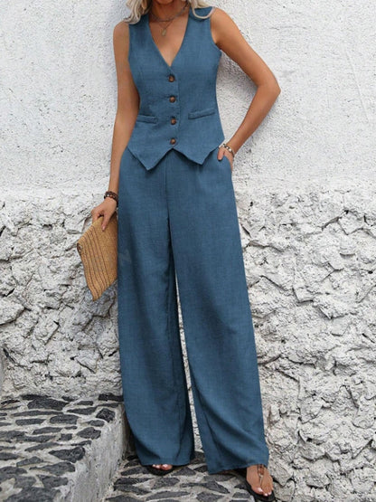 Vests Pants Distressed Commuting Set 2-piece Sets