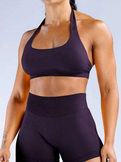 Seamless With Breast Pads Pleated Exercise Yoga Halter Bra Vest