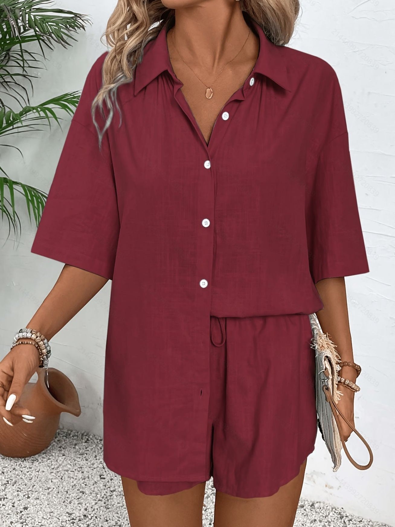 Short-sleeved Wide-leg Jumpsuit