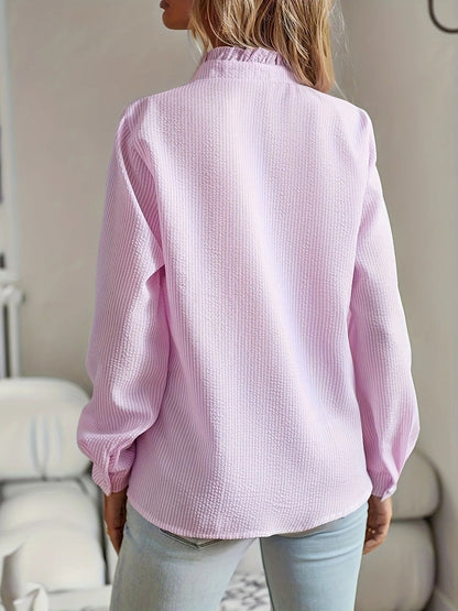 Wood Ear Stand Collar Stripes Shirts