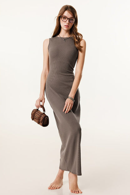 Slim Fitted Knit Tank Sweater Dress