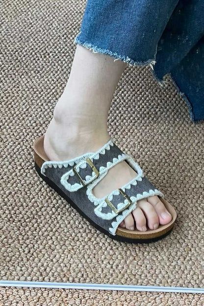 Candy Color Embroidery Platform Sandals