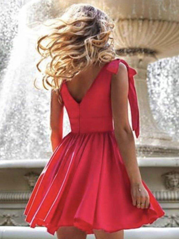Skater Dresses Polyester Straps Neck Lace Up Red Sexy Sleeveless Flared Dress Mini Dresses