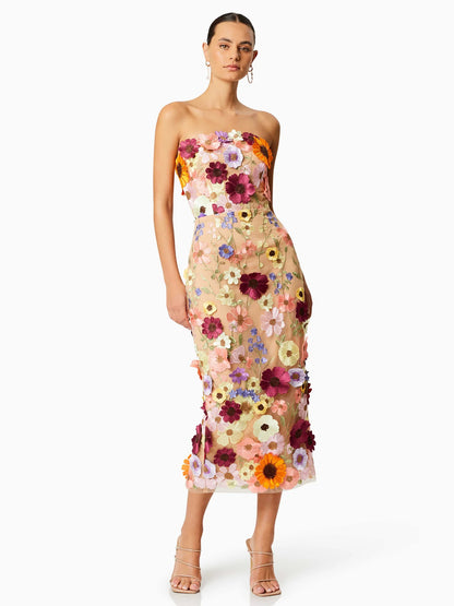 Applique Birthday Party Dress Off The Shoulder Backless Slit Midi Dresses