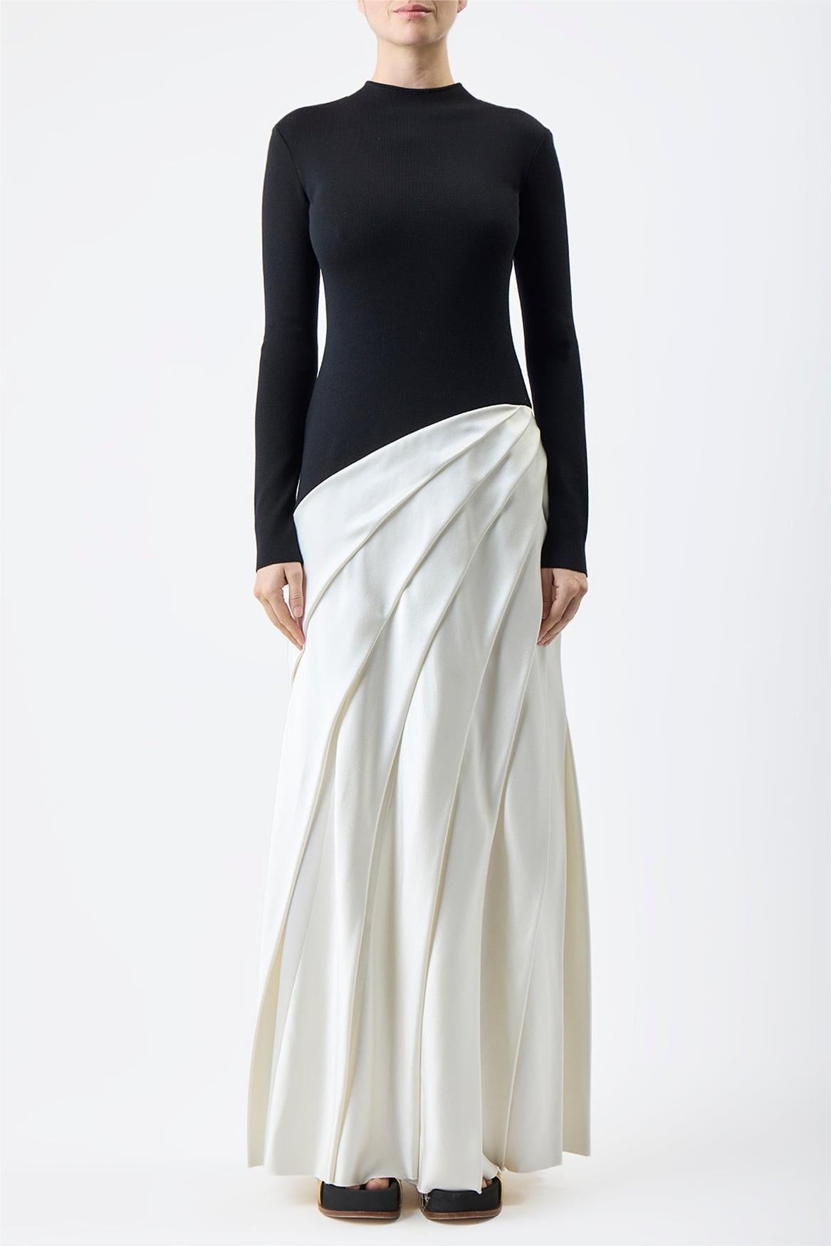 Round Neck Long Sleeve Splicing  Midi Dress
