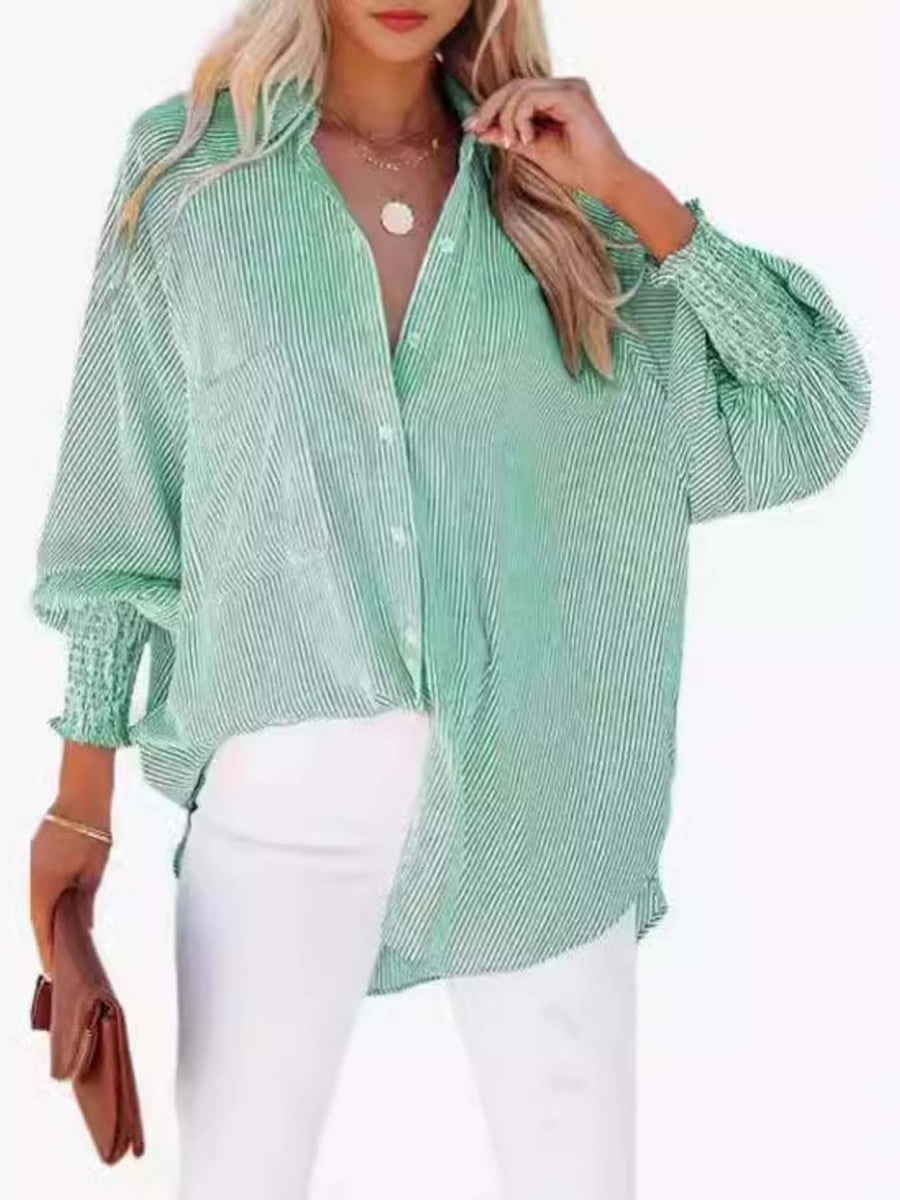 Loose-fit Long Sleeve Stripes Stripes Shirts