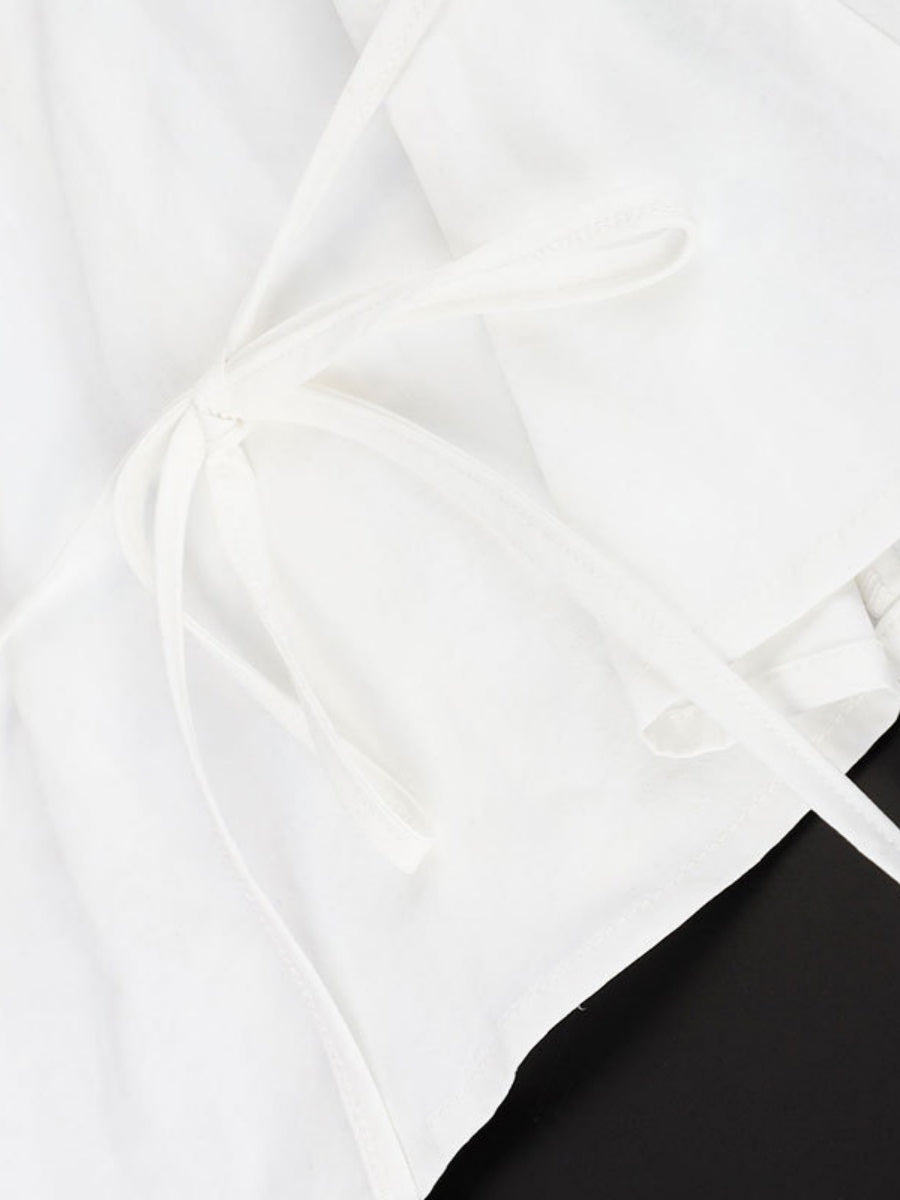 Flying Sleeves Gathering Slim-fit Lapel Shirts