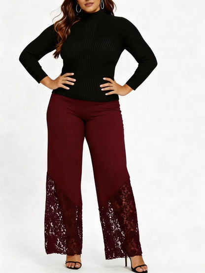 Slim-fitting, Loose-fitting, Comfortable Cropped Trousers With Lace Trim And Cutout Details