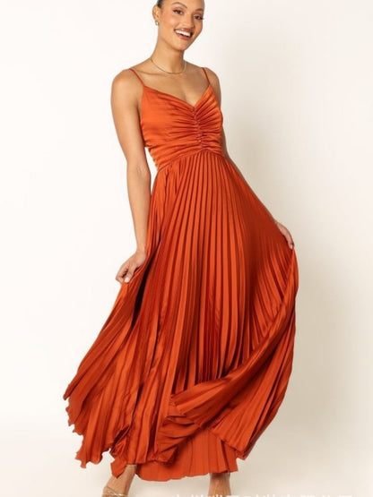 Camisoles Green Formal Dress Crimp Maxi Dresses
