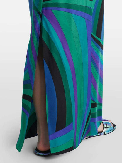 Abstract Irregular Print Shawl Dress Two-piece Set
