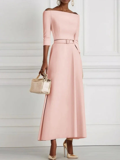 Waist-cinching Off-shoulder Long Dress