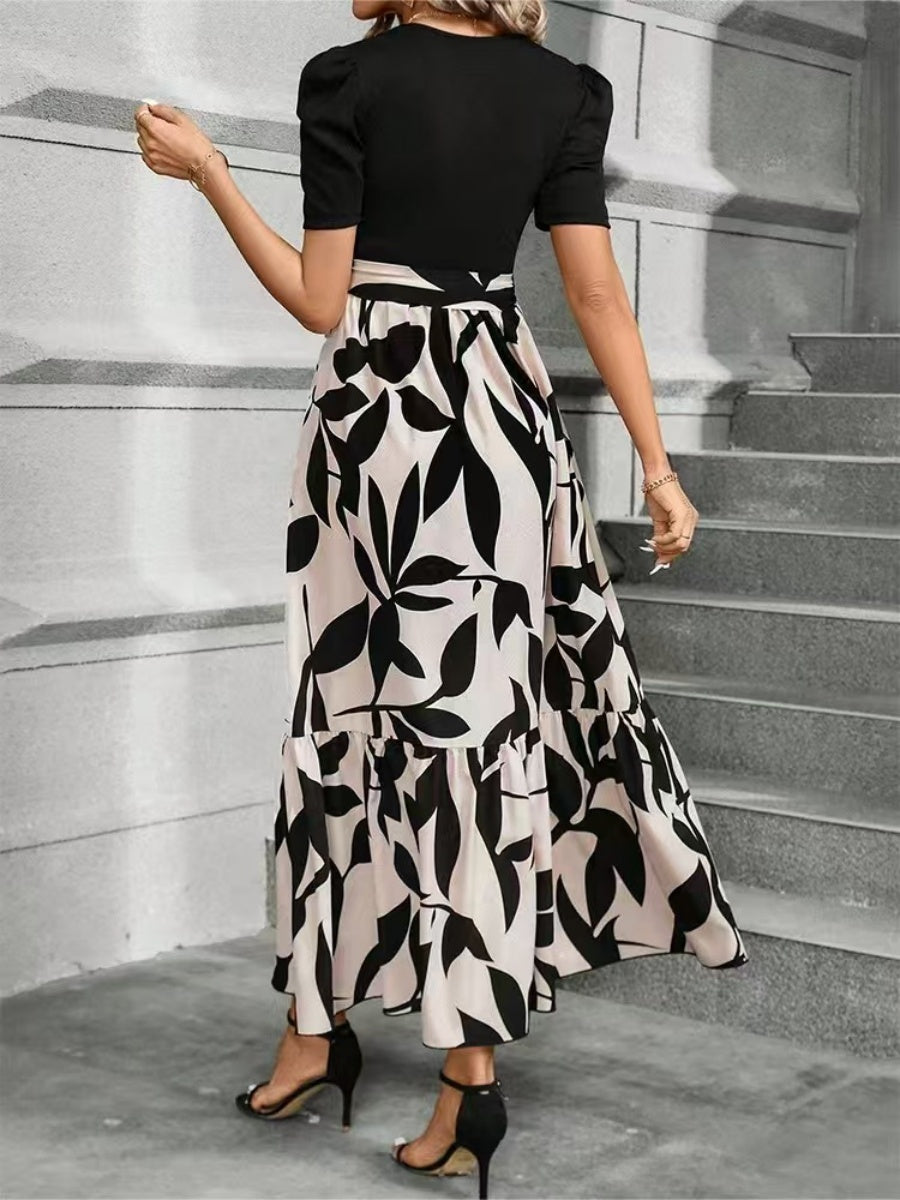 Floral Print High-waisted Long Dress