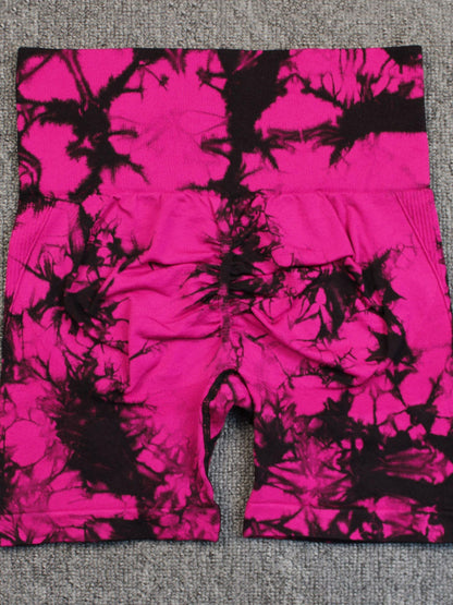 Seamless Tie-dye High-waisted, Tummy-flattening, And Butt-lifting Yoga Shorts