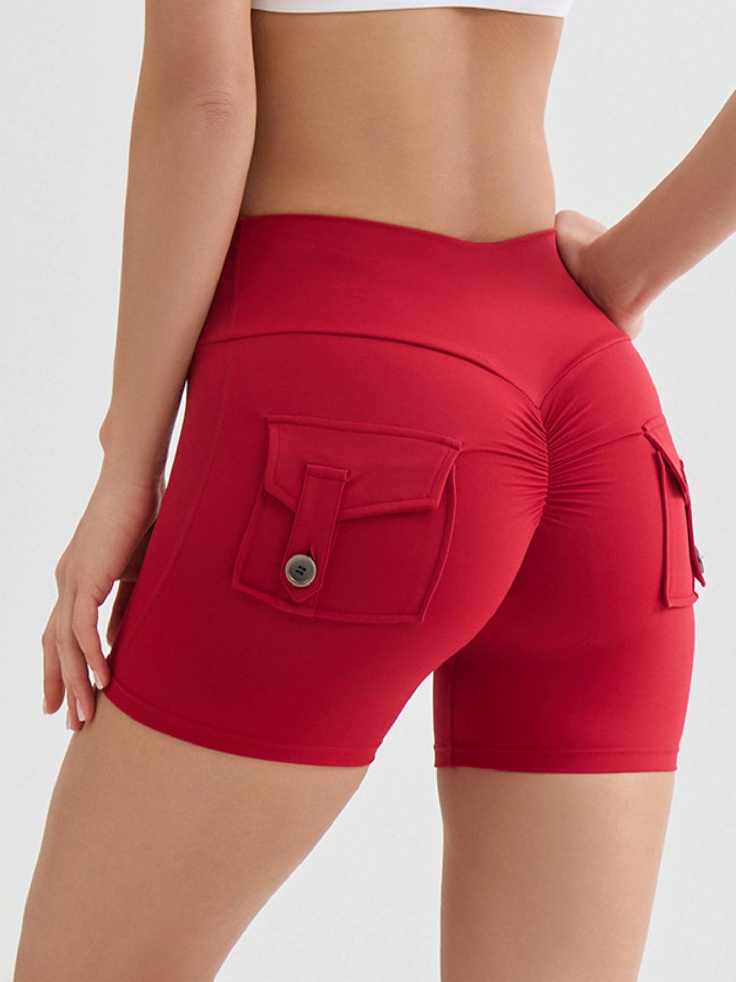 Bare-feel Pocket High-waisted, Tummy-flattening, And Butt-lifting Yoga Shorts