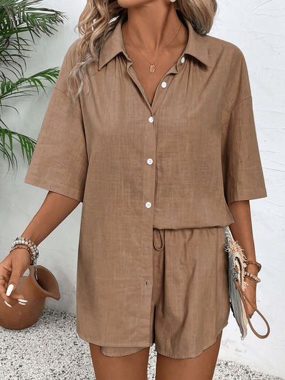 Short-sleeved Wide-leg Jumpsuit