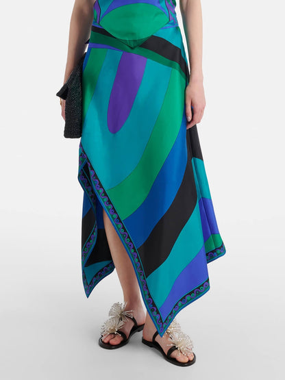 Satin Halter Neck Backless Top And Skirt Two-piece Set