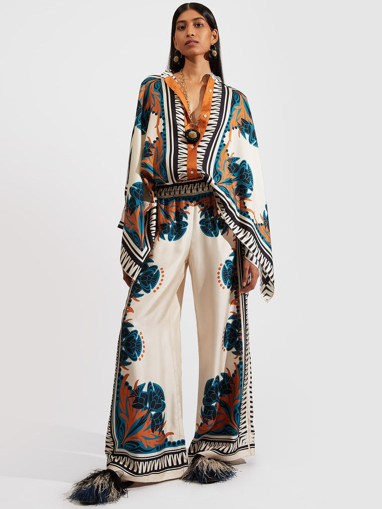 Stand-up Collar Irregular Top And Trousers Two-piece Set