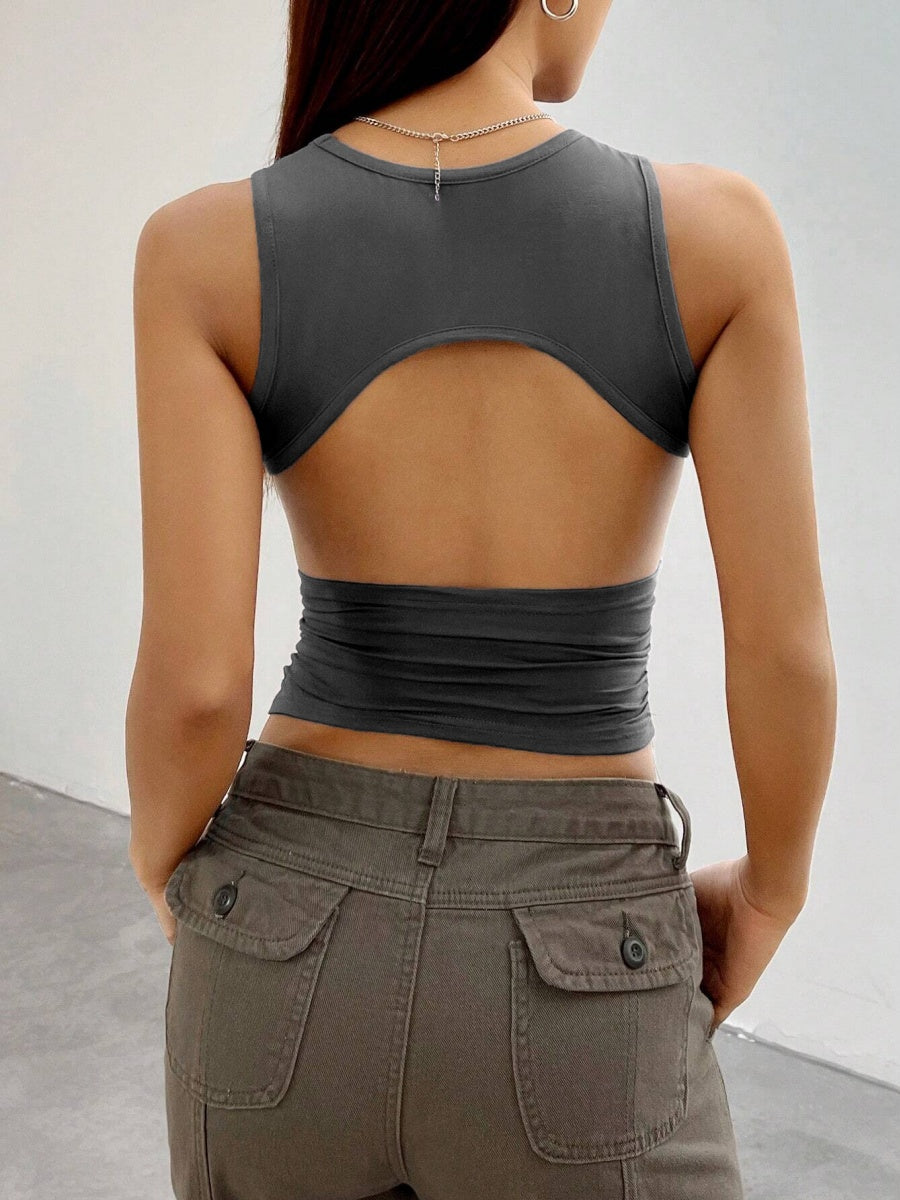 Tight-fitting Short Sleeveless Cutout Backless Tank Top