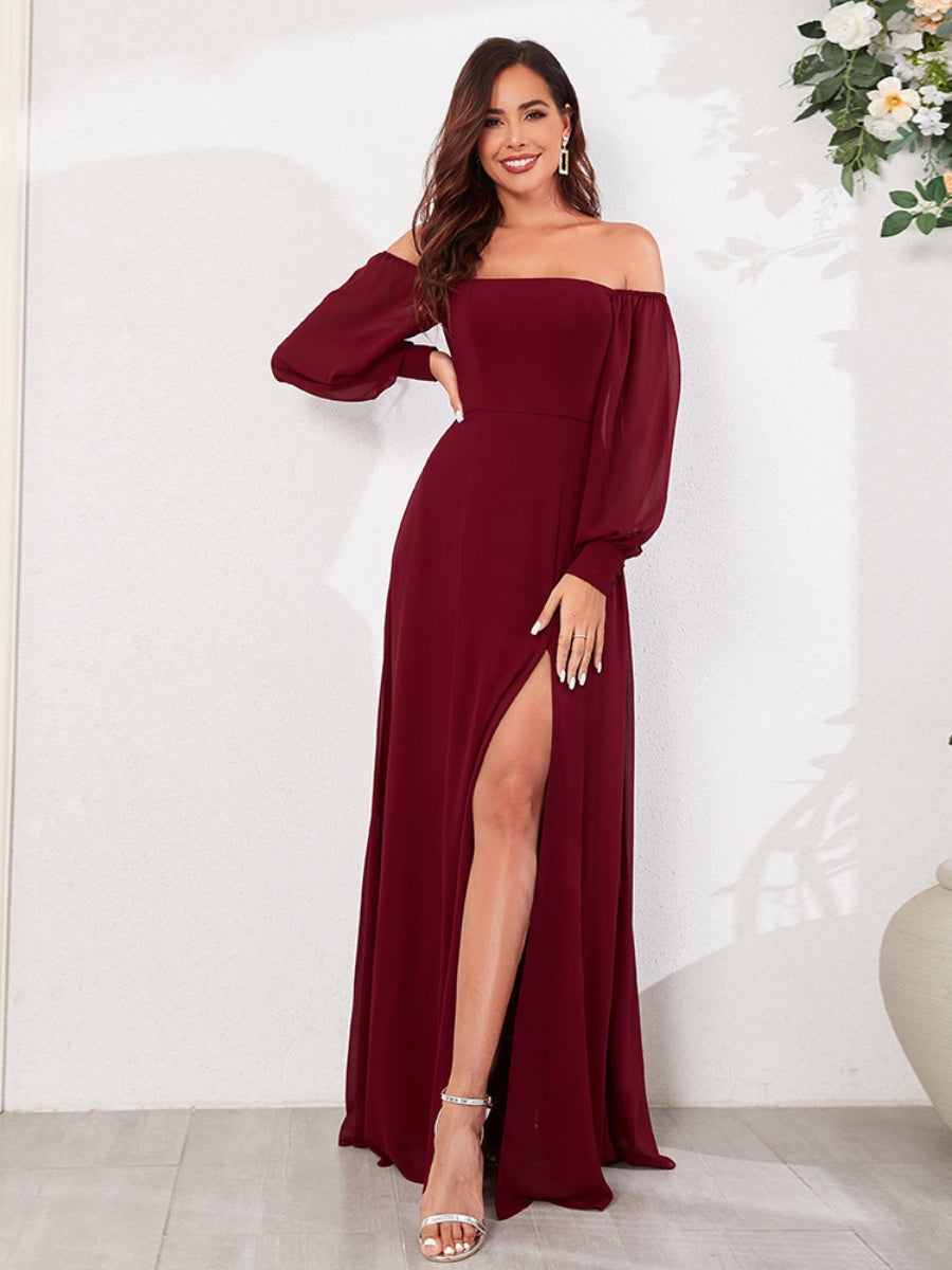 Grace Bandage Slit Formal Dress Chiffon Maxi Dresses