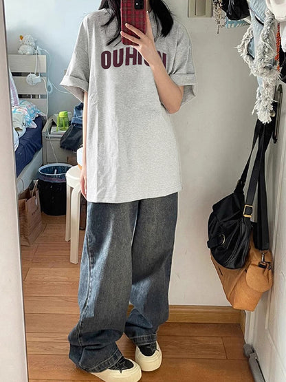 Street Letter Print Oversized Short Sleeve Tee