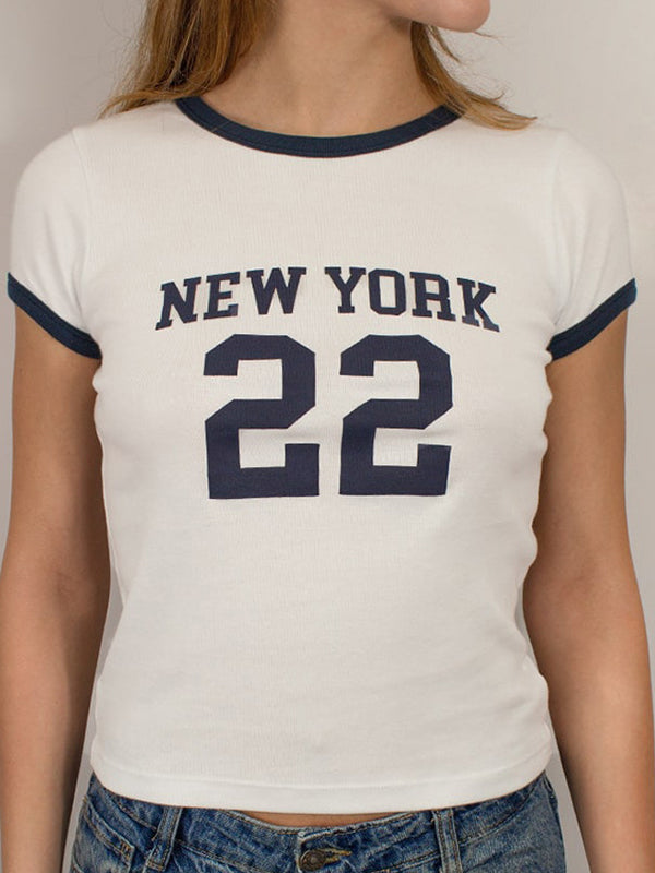 Lettering Printed Short Sleeve Tee