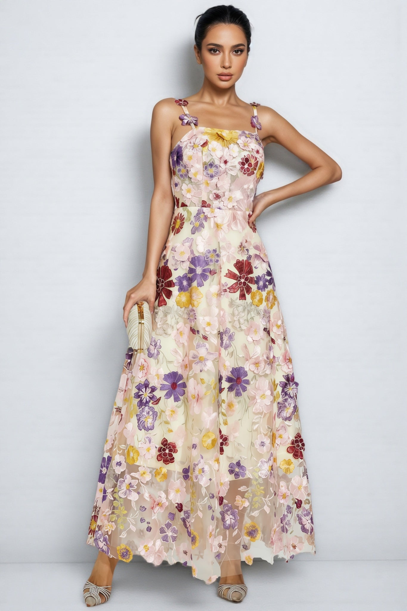 Swinburne Flower Embroidery Maxi Dress