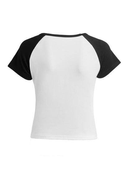 Raglan Sleeves Printed Short Sleeve Tee