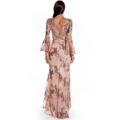 Retro Long Sleeve Sequins Dress Popular Party Dress