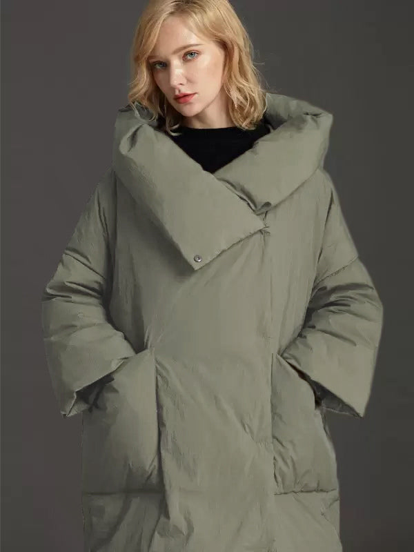 Down Jacket For Women 3/4-Length Sleeve Duck Down Winter Long Outerwear 2026