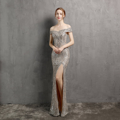 Fairy Dream Socialite Gathering Party Evening Dress Long Slimming Toast Dress Bride