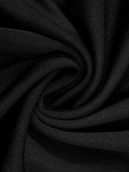 A-Line Long Sleeves Gauze Pleated Split-Joint V-Neck Midi Dresses