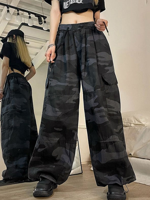 Camouflage Print Bound Feet Cargo Pants
