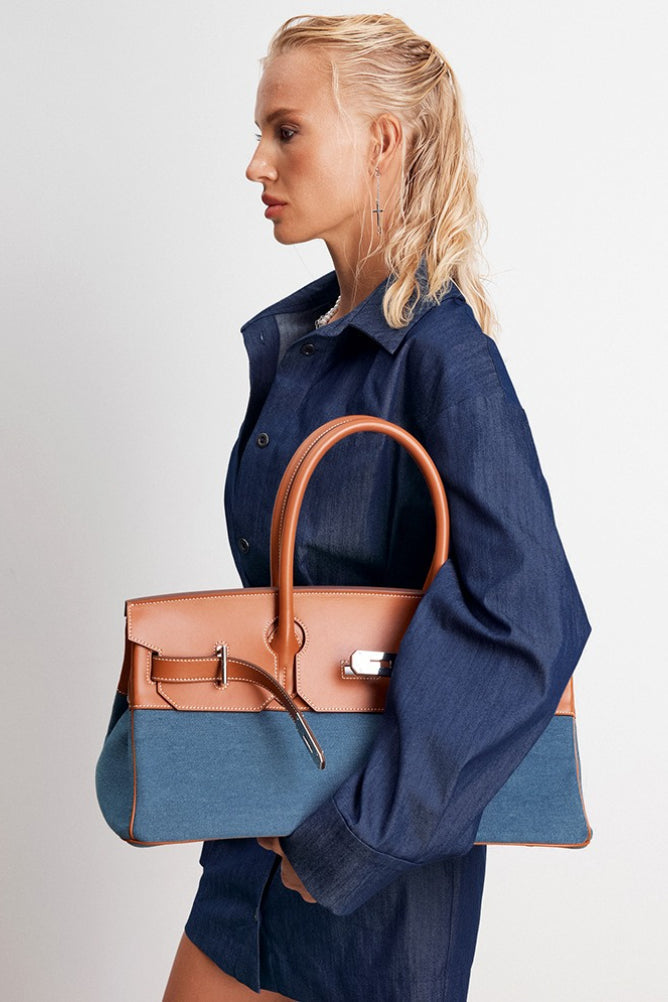 Collared Button Front Long Sleeve Cinched Waist Denim Mini Shirt Dress