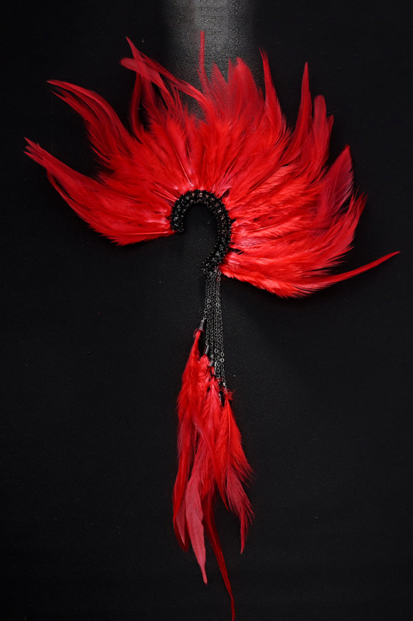 Gorgeous Red Feather Tassel Earrings