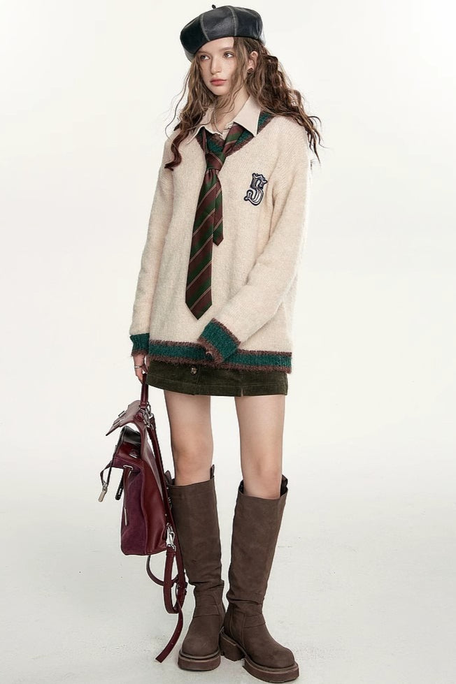 Soft Mohair V Neck Pullover Sweater