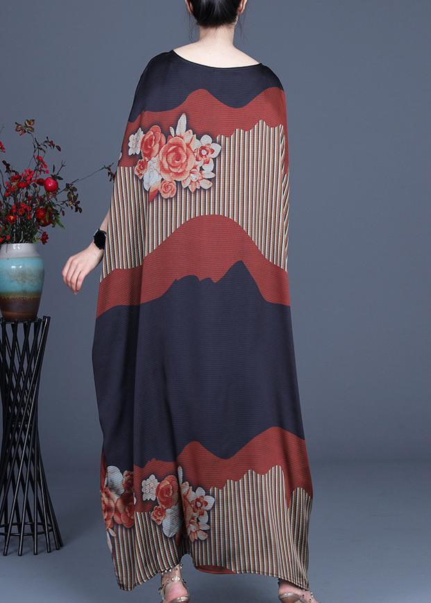 Chic Color block Batwing Sleeve Silk Maxi Dresses Summer Spring ( Limited Stock)