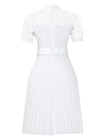Short Sleeve Trim Lace Belts Mini&Short Dresses