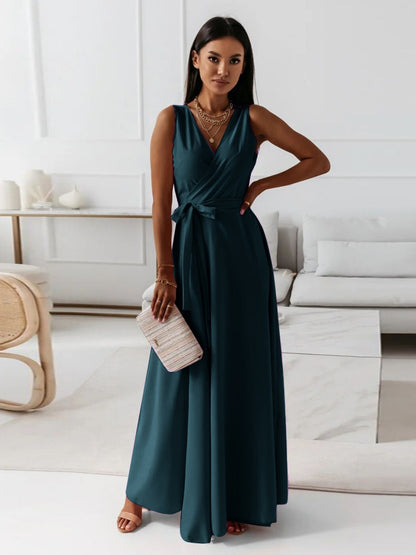Lace Up V-neck Formal Dress Maxi Dresses