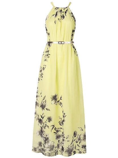 Halter Vacation Printed Maxi Dresses