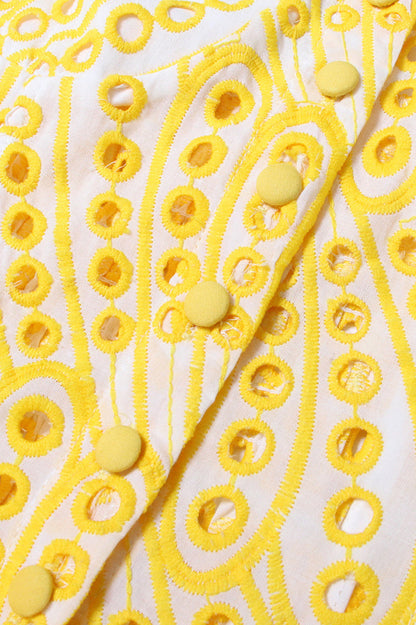 Eyelet Embroidery Spaghetti Strap Smocked Tiered Ruffle Hem Maxi Dress