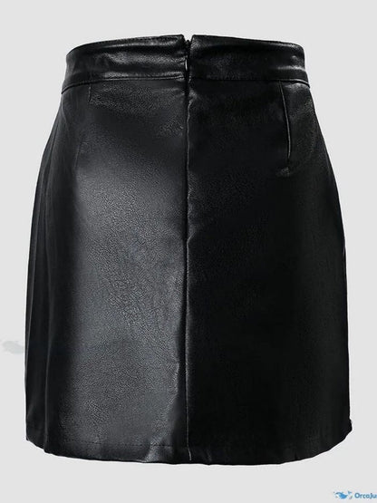 Studs Mini PU Leather Hip-hugging Skirts