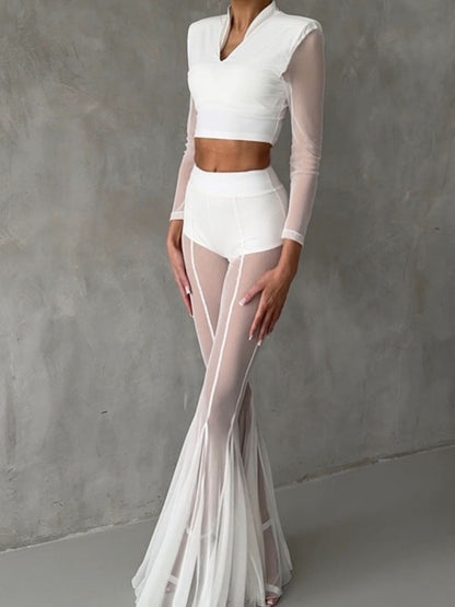 Mesh Stretch Bell-bottoms INS Loose Pants